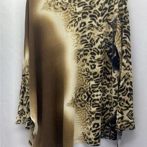 CLARA SUNWOO Animal Print Tunic in Brown and Cream dropped shoulder W LG